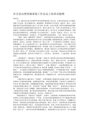 在全县自然资源系统工作会议上的讲话提纲.docx
