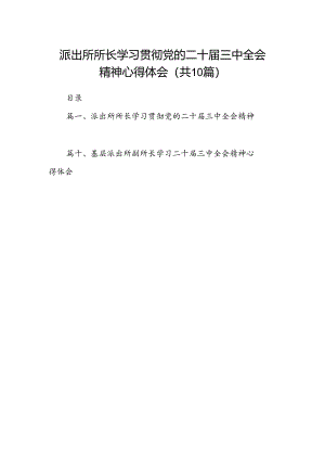 （10篇）派出所所长学习贯彻党的二十届三中全会精神心得体会集锦.docx