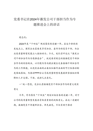 党委书记在2024年激发公司干部担当作为专题推进会上的讲话.docx