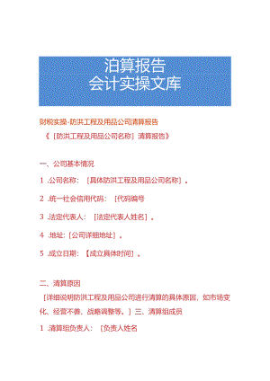 财税实操-防洪工程及用品公司清算报告.docx