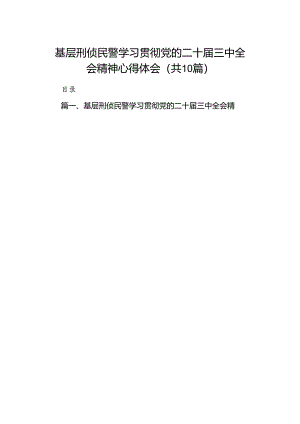 （10篇）基层刑侦民警学习贯彻党的二十届三中全会精神心得体会合计.docx