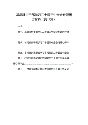 （11篇）基层驻村干部学习二十届三中全会专题研讨材料（最新版）.docx