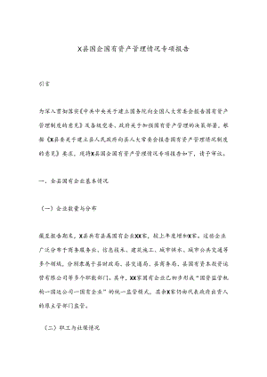 X县国企国有资产管理情况专项报告.docx