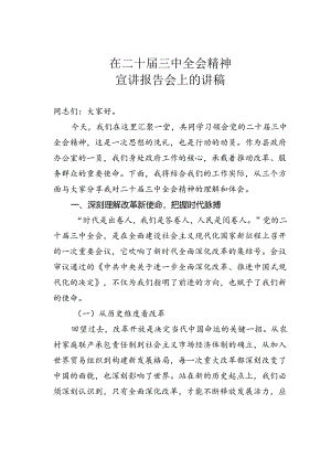 在二十届三中全会精神宣讲报告会上的讲稿.docx