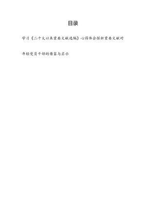 学习《二十大以来重要文献选编》心得体会研讨发言和探析重要文献对年轻党员干部的借鉴与启示.docx