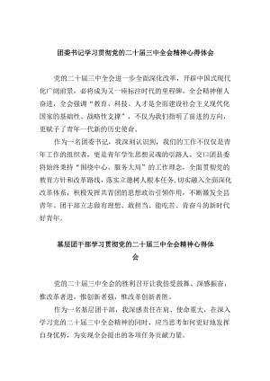 团委书记学习贯彻党的二十届三中全会精神心得体会8篇（最新版）.docx