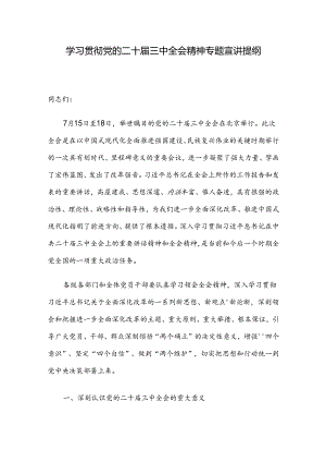 学习贯彻党的二十届三中全会精神专题宣讲提纲.docx