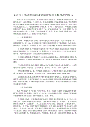 某市关于推动县域商业高质量发展工作情况的报告.docx