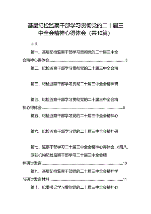 （10篇）基层纪检监察干部学习贯彻党的二十届三中全会精神心得体会范文精选.docx