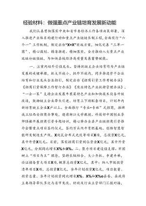 经验总结：做强重点产业链培育发展新动能.docx