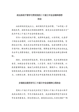 政法系统干警学习贯彻党的二十届三中全会精神感想体会5篇（详细版）.docx