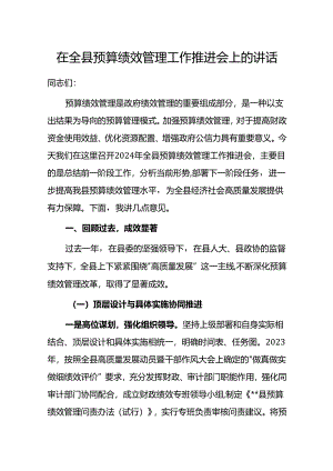 在全县预算绩效管理工作推进会上的讲话.docx