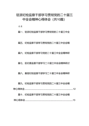 （10篇）驻派纪检监察干部学习贯彻党的二十届三中全会精神心得体会范文.docx