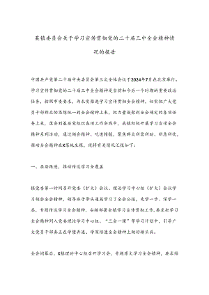 某镇委员会关于学习宣传贯彻党的二十届三中全会精神情况的报告.docx