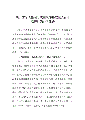 关于学习《整治形式主义为基层减负若干规定》专题培训的心得体会七篇.docx