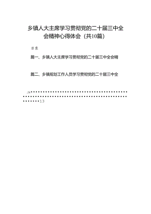 （10篇）乡镇人大主席学习贯彻党的二十届三中全会精神心得体会集合.docx