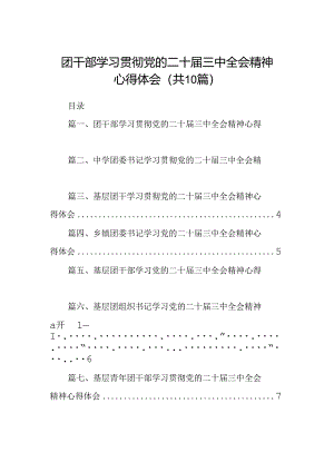 （10篇）团干部学习贯彻党的二十届三中全会精神心得体会汇编供参考.docx
