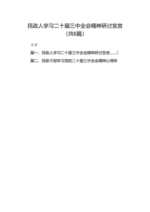 民政人学习二十届三中全会精神研讨发言（共6篇）.docx