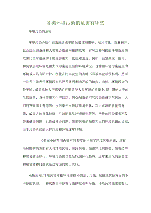 各类环境污染的危害有哪些.docx
