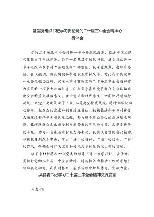 基层党组织书记学习贯彻党的二十届三中全会精神心得体会优选8篇.docx