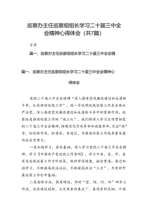 巡察办主任巡察组组长学习二十届三中全会精神心得体会7篇专题资料.docx