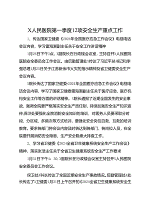 2024医院第一季度12项安全生产重点工作.docx