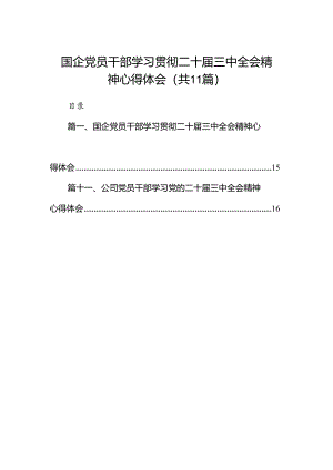 （11篇）国企党员干部学习贯彻二十届三中全会精神心得体会（精选）.docx