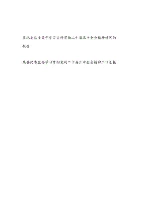 县纪委监委关于学习宣传贯彻二十届三中全会精神情况的报告工作汇报2篇.docx