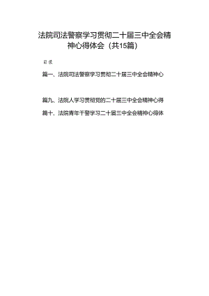 （15篇）法院司法警察学习贯彻二十届三中全会精神心得体会范文.docx