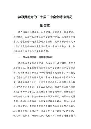 学习贯彻党的二十届三中全会精神情况报告范文.docx