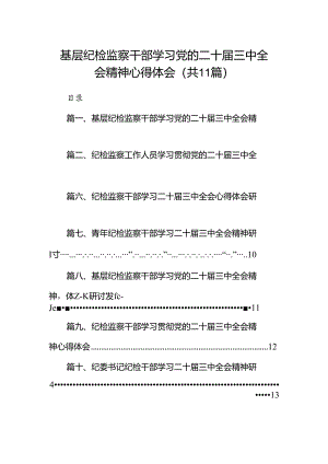 （11篇）基层纪检监察干部学习党的二十届三中全会精神心得体会集合.docx