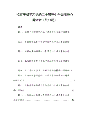 （11篇）巡察干部学习党的二十届三中全会精神心得体会汇编.docx
