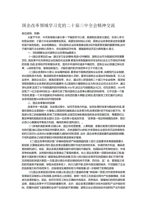 国企改革领域学习党的二十届三中全会精神交流.docx
