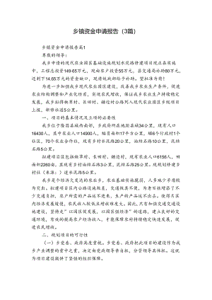 乡镇资金申请报告（3篇）.docx