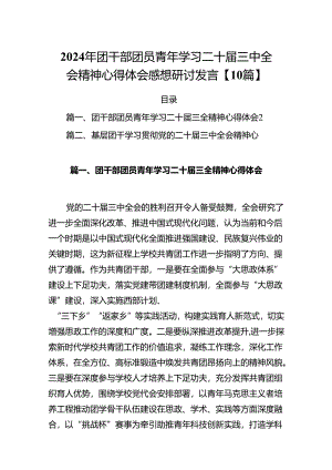 2024年团干部团员青年学习二十届三中全会精神心得体会感想研讨发言【10篇】.docx