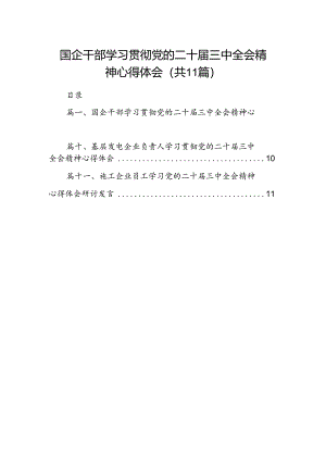 （11篇）国企干部学习贯彻党的二十届三中全会精神心得体会范文.docx