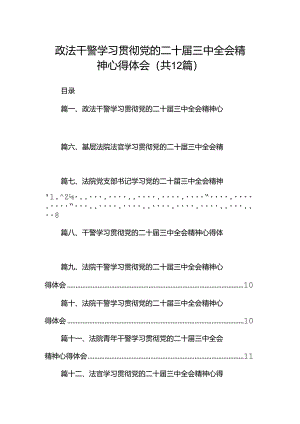政法干警学习贯彻党的二十届三中全会精神心得体会（共12篇选择）.docx
