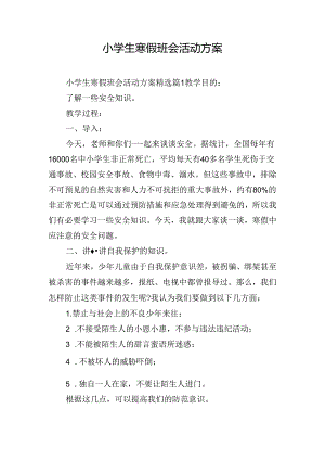 小学生寒假班会活动方案.docx