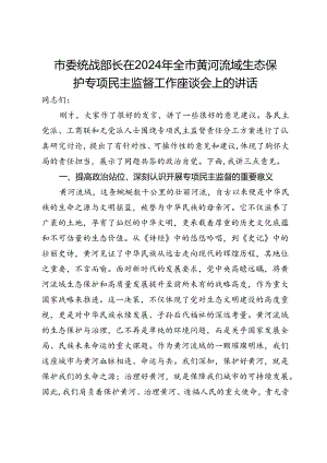 市委统战部长在2024年全市黄河流域生态保护专项民主监督工作座谈会上的讲话.docx