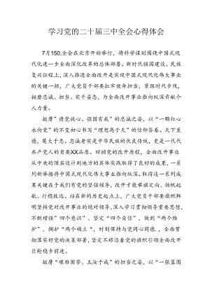 2024年学习学习党的二十届三中全会个人心得感悟 （汇编3份）.docx