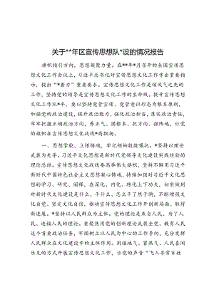 关于2023年区宣传思想队伍建设的情况报告.docx