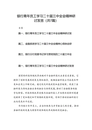 银行青年员工学习二十届三中全会精神研讨发言（共7篇）.docx