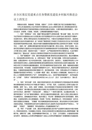 在全区基层党建重点任务暨抓党建促乡村振兴推进会议上的发言.docx