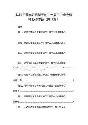 法院干警学习贯彻党的二十届三中全会精神心得体会12篇（最新版）.docx