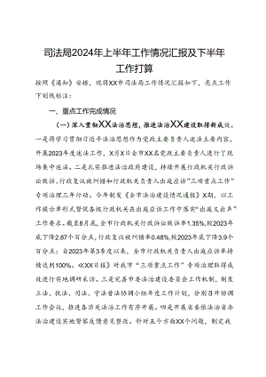 司法局2024年上半年工作情况汇报及下半年工作打算.docx