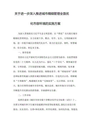关于进一步深入推进城市精细管理全面优化市容环境的实施方案.docx