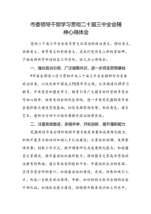 市委领导干部学习贯彻二十届三中全会精神心得体会.docx