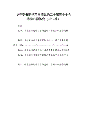 乡党委书记学习贯彻党的二十届三中全会精神心得体会（共12篇选择）.docx