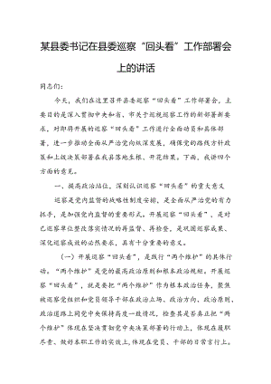 某县委书记在县委巡察“回头看”工作部署会上的讲话.docx