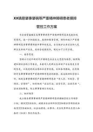 XX镇易肇事肇祸等严重精神障碍患者摸排管控工作方案.docx